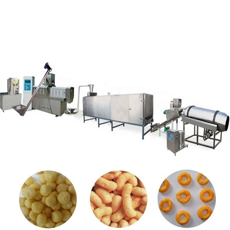Geautomatiseerde snackproductielijn Machine PLC-gestuurde extruder 120KW Kracht 5000 KG Gewicht