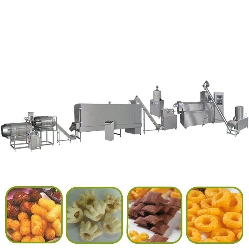 Geautomatiseerde snackproductielijn Machine PLC-gestuurde extruder 120KW Kracht 5000 KG Gewicht