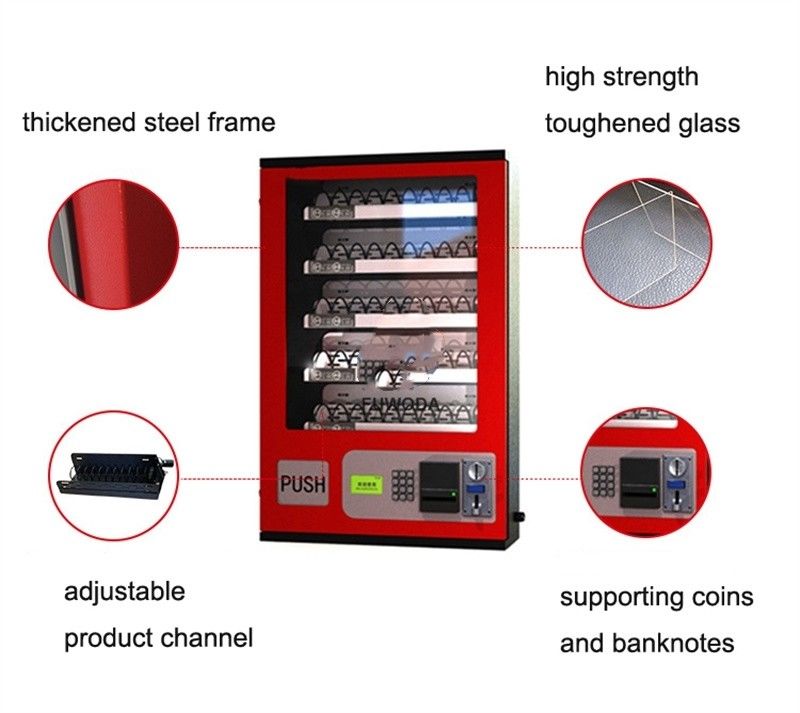 Automatische verkoopmachine voor snacks en drankjes, met munten en biljetten