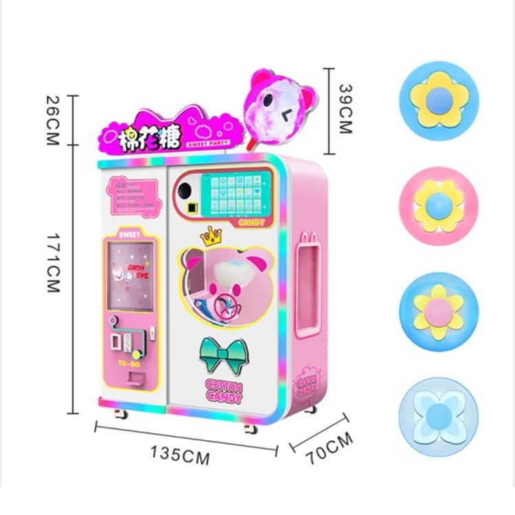 Volledig automatische munten creditcard bediend automatische cotton candy vending machine met multi taal