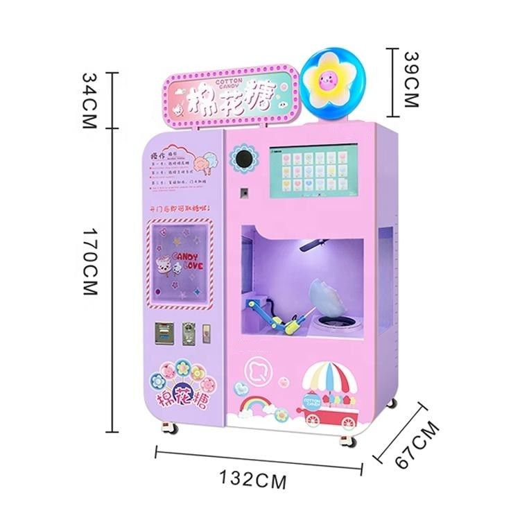 Volledig automatische munten creditcard bediend automatische cotton candy vending machine met multi taal